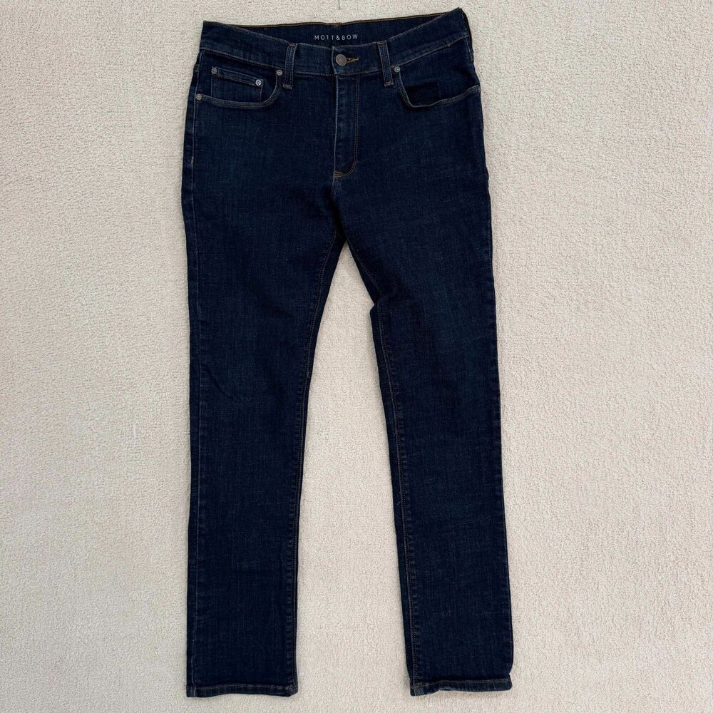 Mott & Bow Mens Jeans 33x32 Dark Wash Indigo Stretch Denim Zip Fly